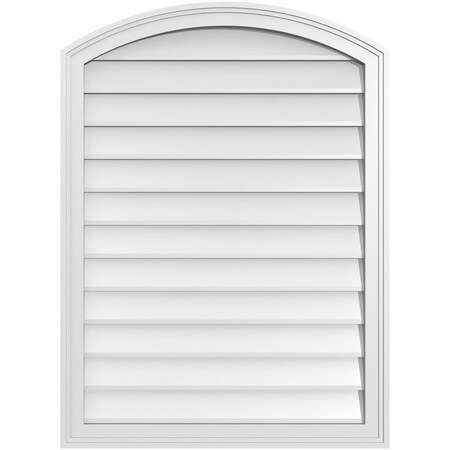 Ekena Millwork Arch Top Surface Mount PVC Gable Vent: Functional, w/ 2"W x 1-1/2"P Brickmould Frame, 28"W x 38"H GVPAR28X3802SF